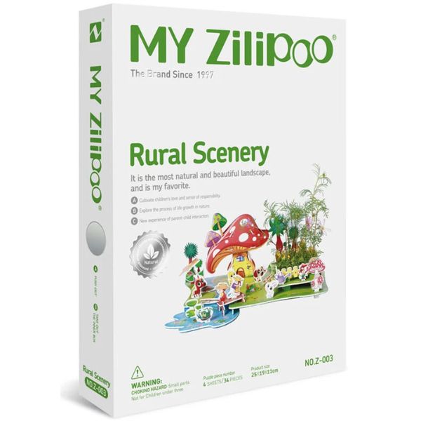 🐮 Rural Scenery – Casita de Cartón para Armar + Mini Jardín 🌱