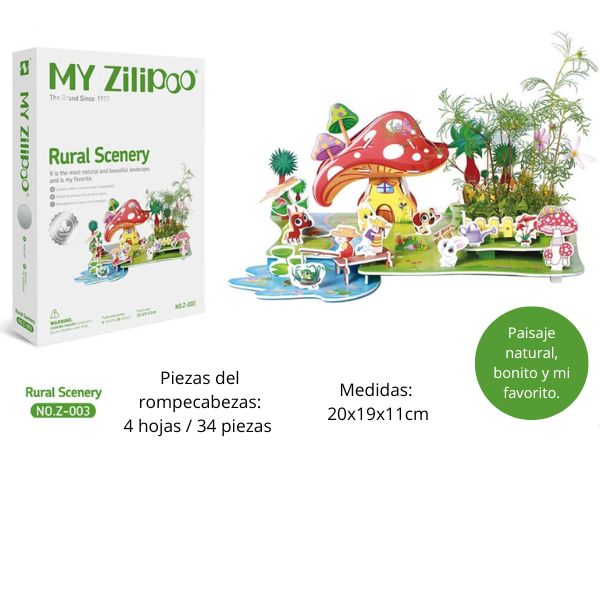 🐮 Rural Scenery – Casita de Cartón para Armar + Mini Jardín 🌱