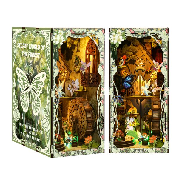 Miniatura 🌿 Mundo Secreto del Bosque – Book Nook 3D con Luz LED | Puzzle de 243 Piezas