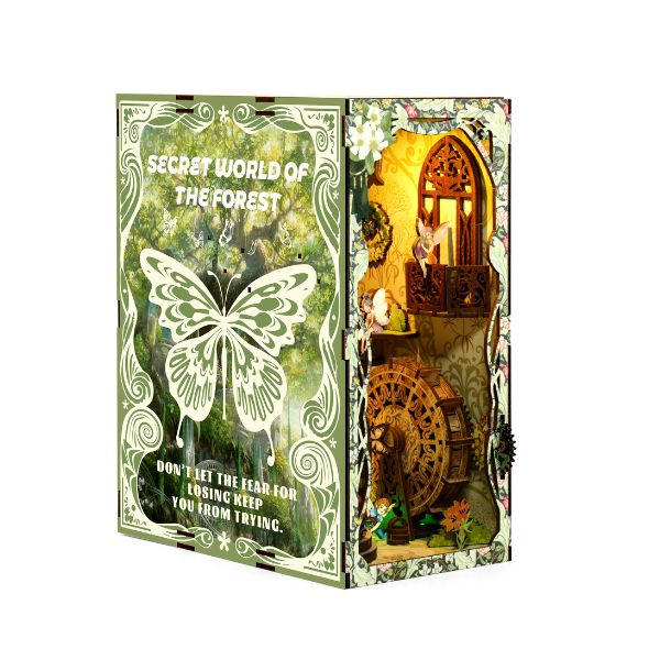 Miniatura 🌿 Mundo Secreto del Bosque – Book Nook 3D con Luz LED | Puzzle de 243 Piezas