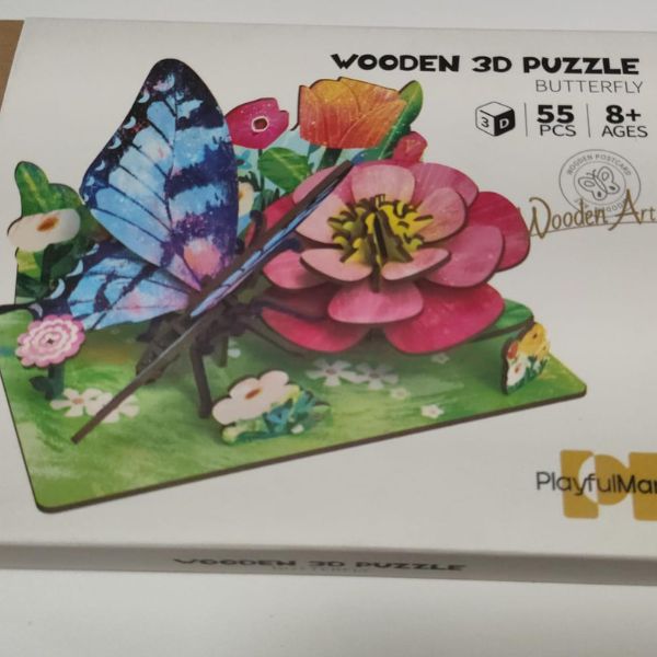 Rompecabezas 3D de Madera – Mariposa Colorida DIY
